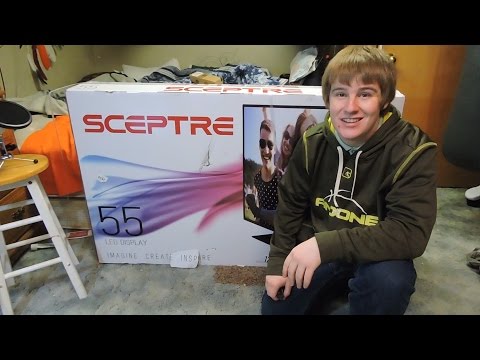 >> Unboxing My New 55 INCH Sceptre E555BV-F 55 1080p 60Hz Class LED HDTV + First Start Up <<