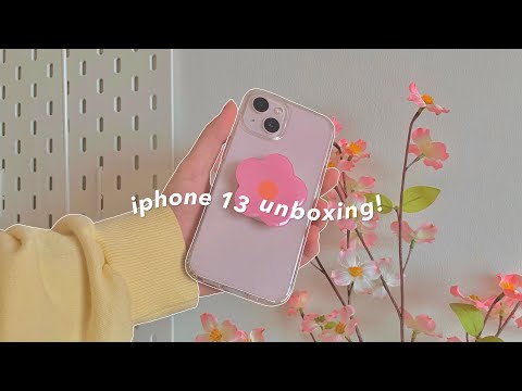 iphone 13 (pink) aesthetic unboxing 🌸 | cute accessories 📦