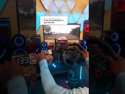 Gaming setup steering wheel with Lamborghini race